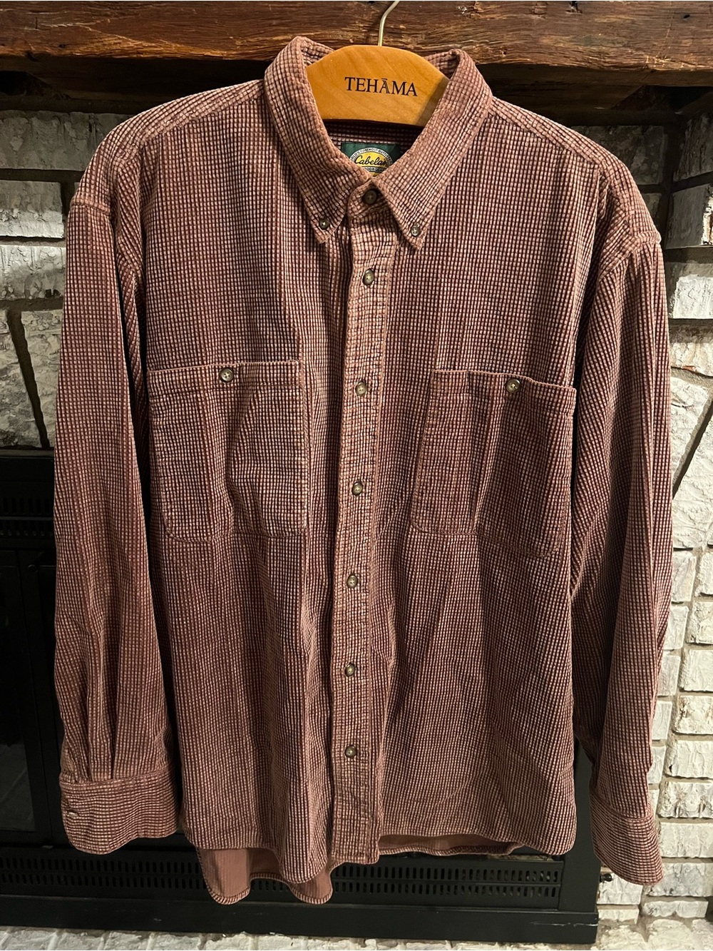 Cabela's Men's Corduroy Button-Down Shirt in Rust Brown